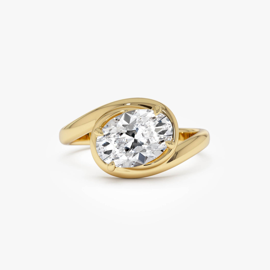 Oval Cut Lab Grown Diamond Twisted Bypass Engagement Ring