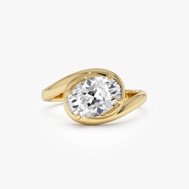 Oval Cut Lab Grown Diamond Twisted Bypass Engagement Ring