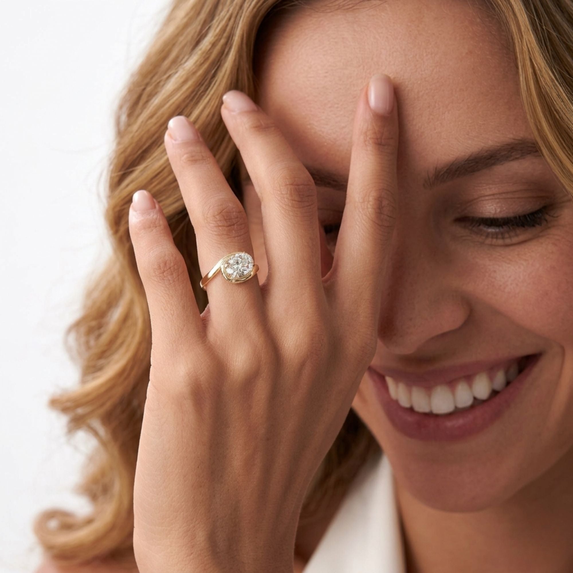 Oval Cut Lab Grown Diamond Twisted Bypass Engagement Ring