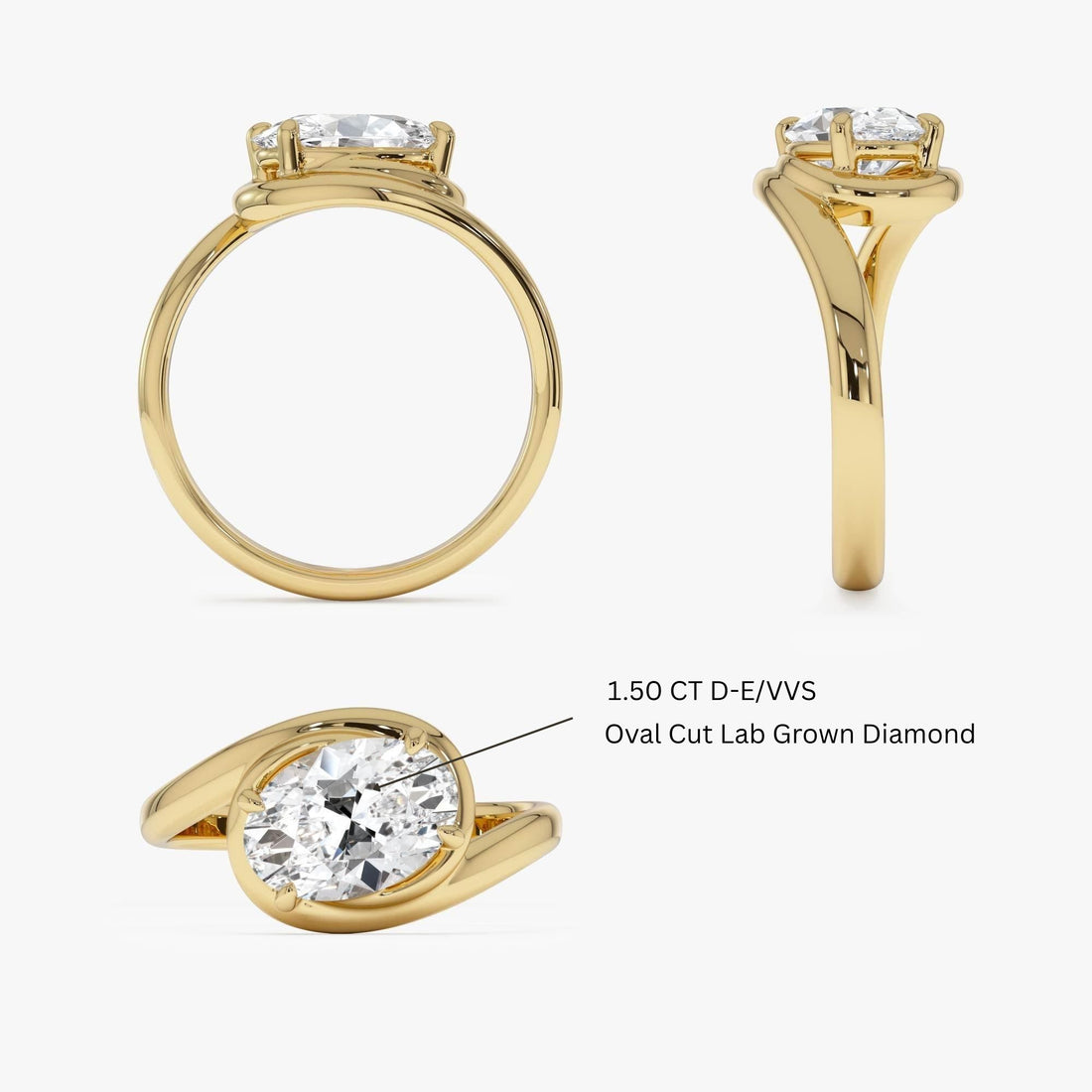 Oval Cut Lab Grown Diamond Twisted Bypass Engagement Ring