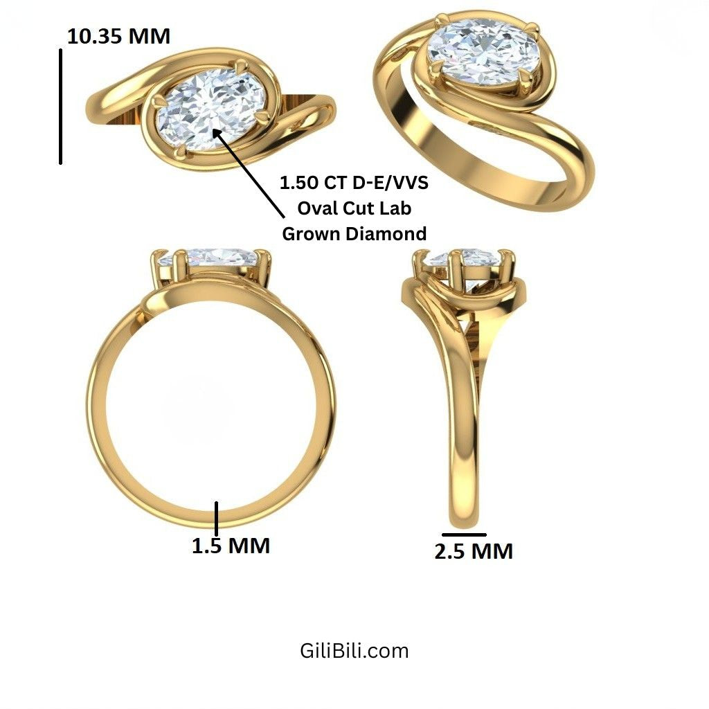 Oval Cut Lab Grown Diamond Twisted Bypass Engagement Ring