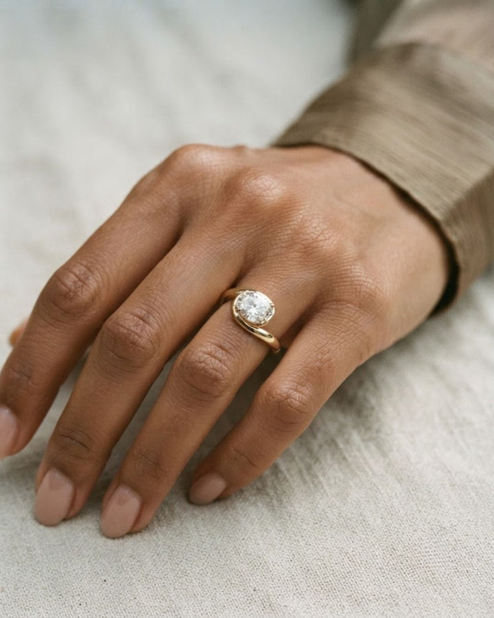 Oval Cut Lab Grown Diamond Twisted Bypass Engagement Ring