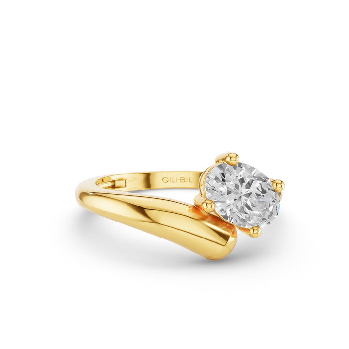Oval Cut Lab Grown Diamond With Twist Band Ring