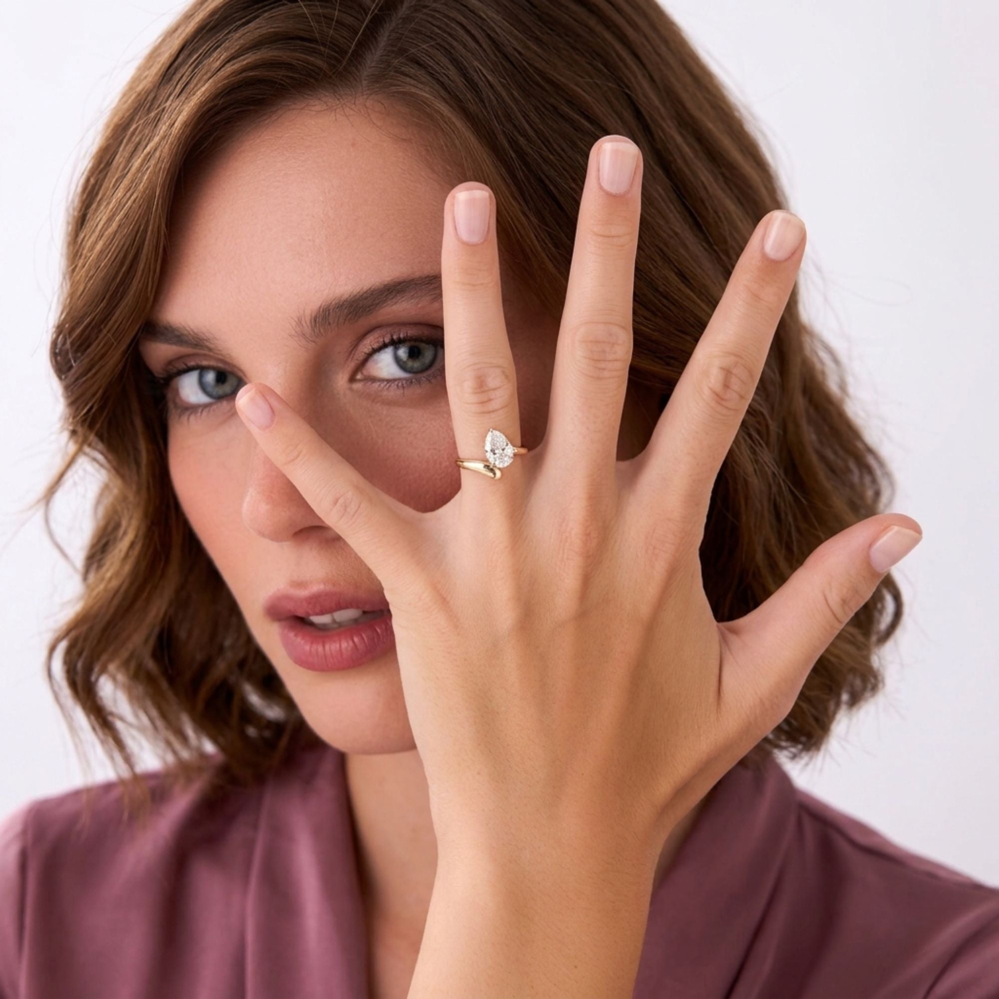 Oval Cut Lab Grown Diamond With Twist Band Ring
