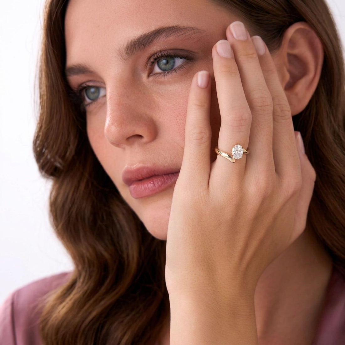 Oval Cut Lab Grown Diamond With Twist Band Ring