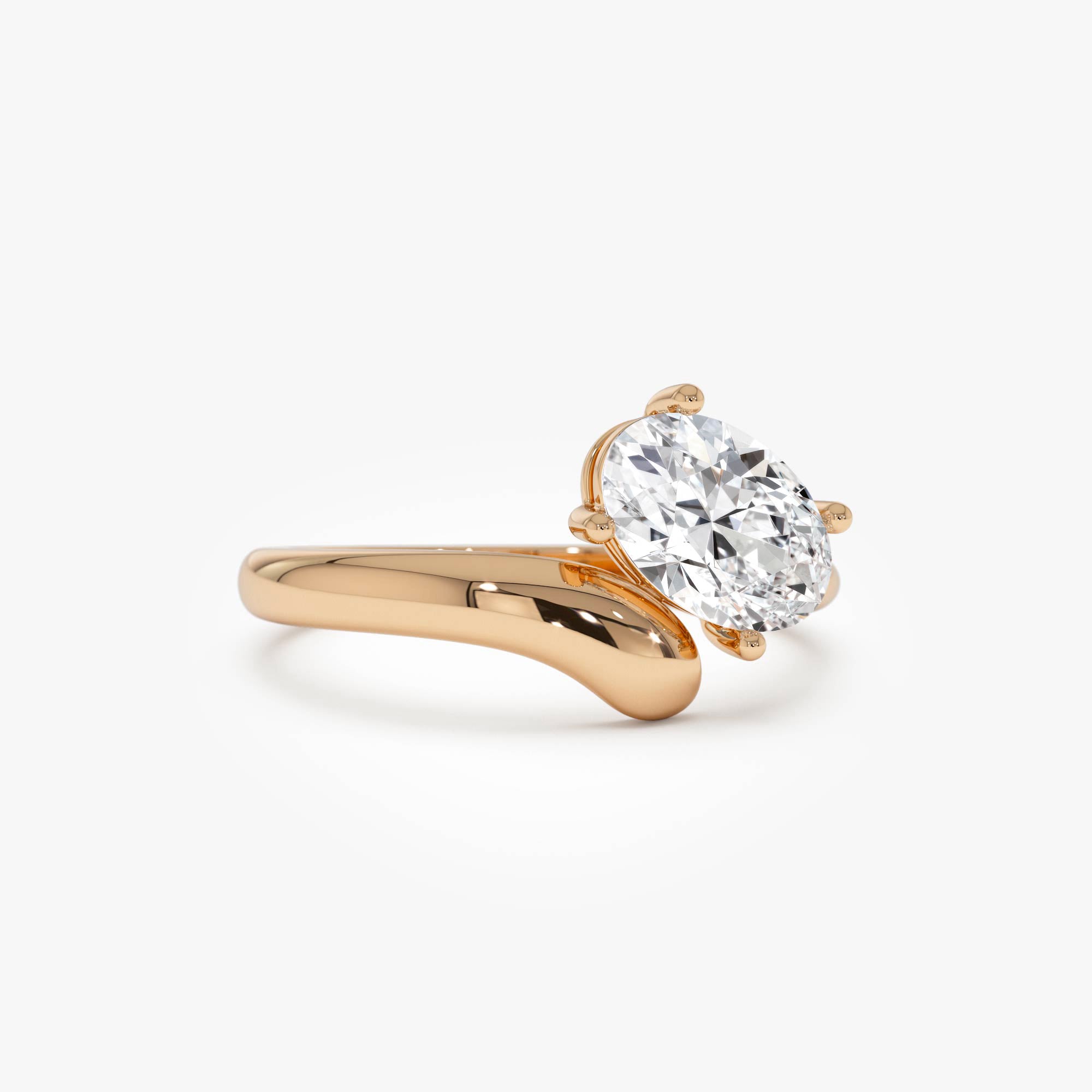 Oval Cut Lab Grown Diamond With Twist Band Ring