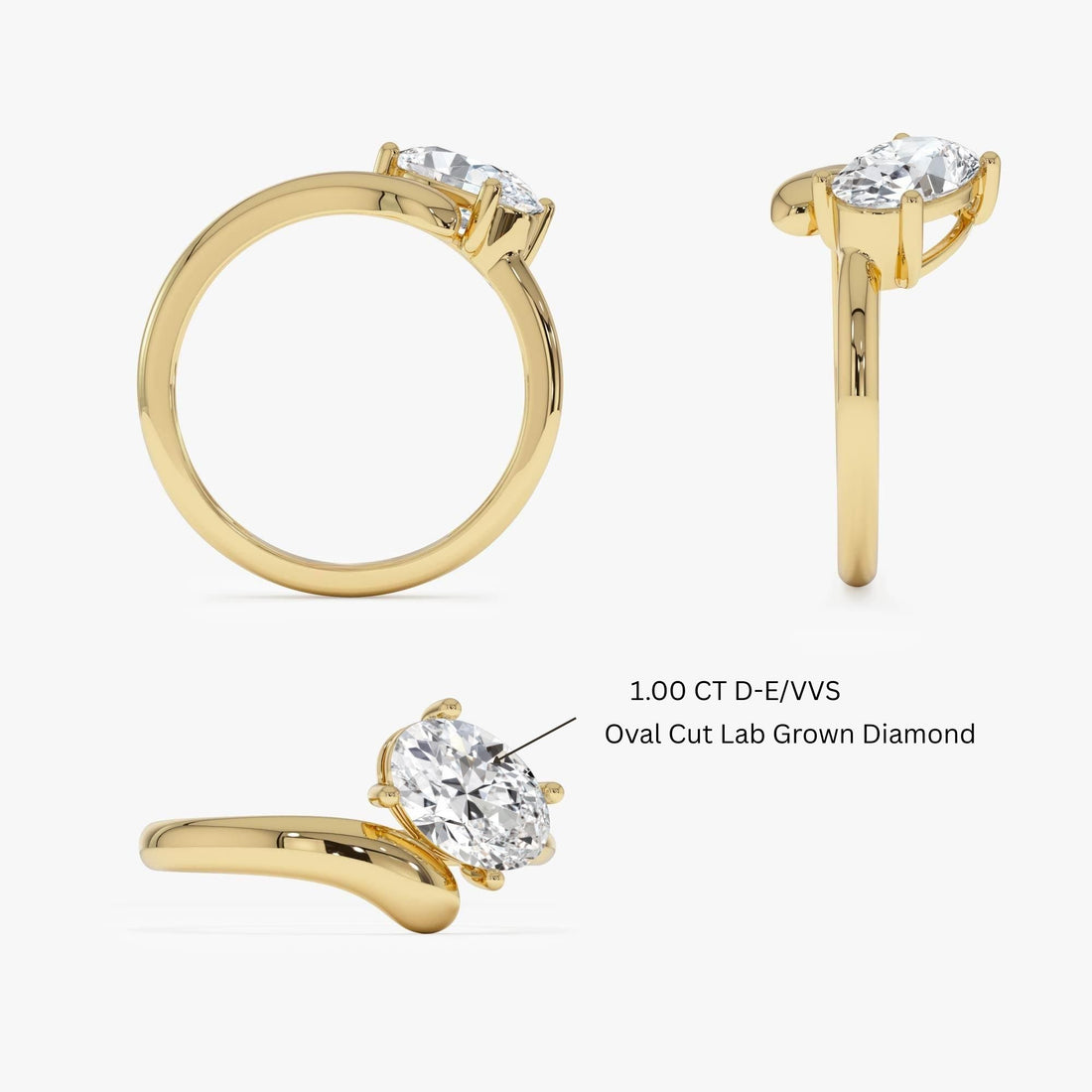 Oval Cut Lab Grown Diamond With Twist Band Ring