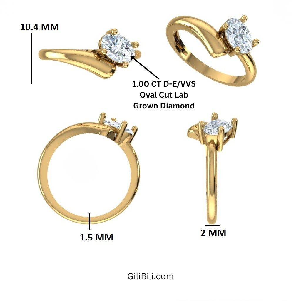 Oval Cut Lab Grown Diamond With Twist Band Ring
