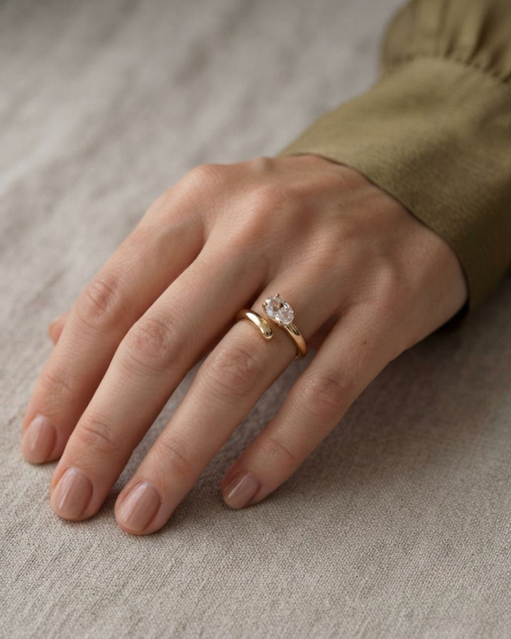 Oval Cut Lab Grown Diamond With Twist Band Ring