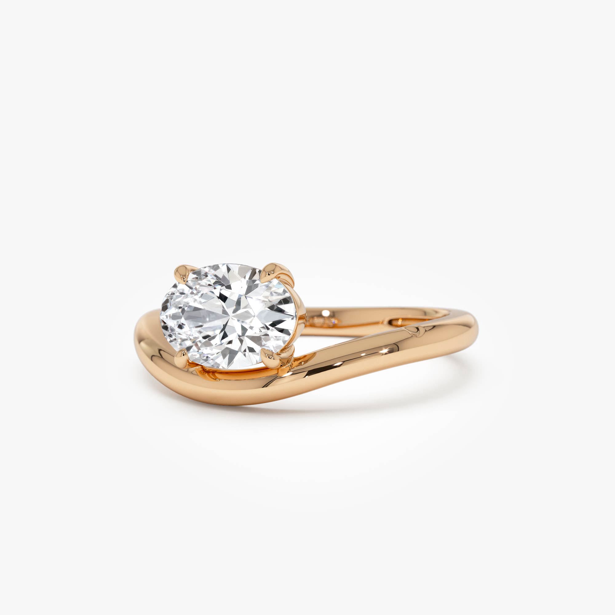 Oval Cut Lab Grown Dimoand Wavy Engagement Ring
