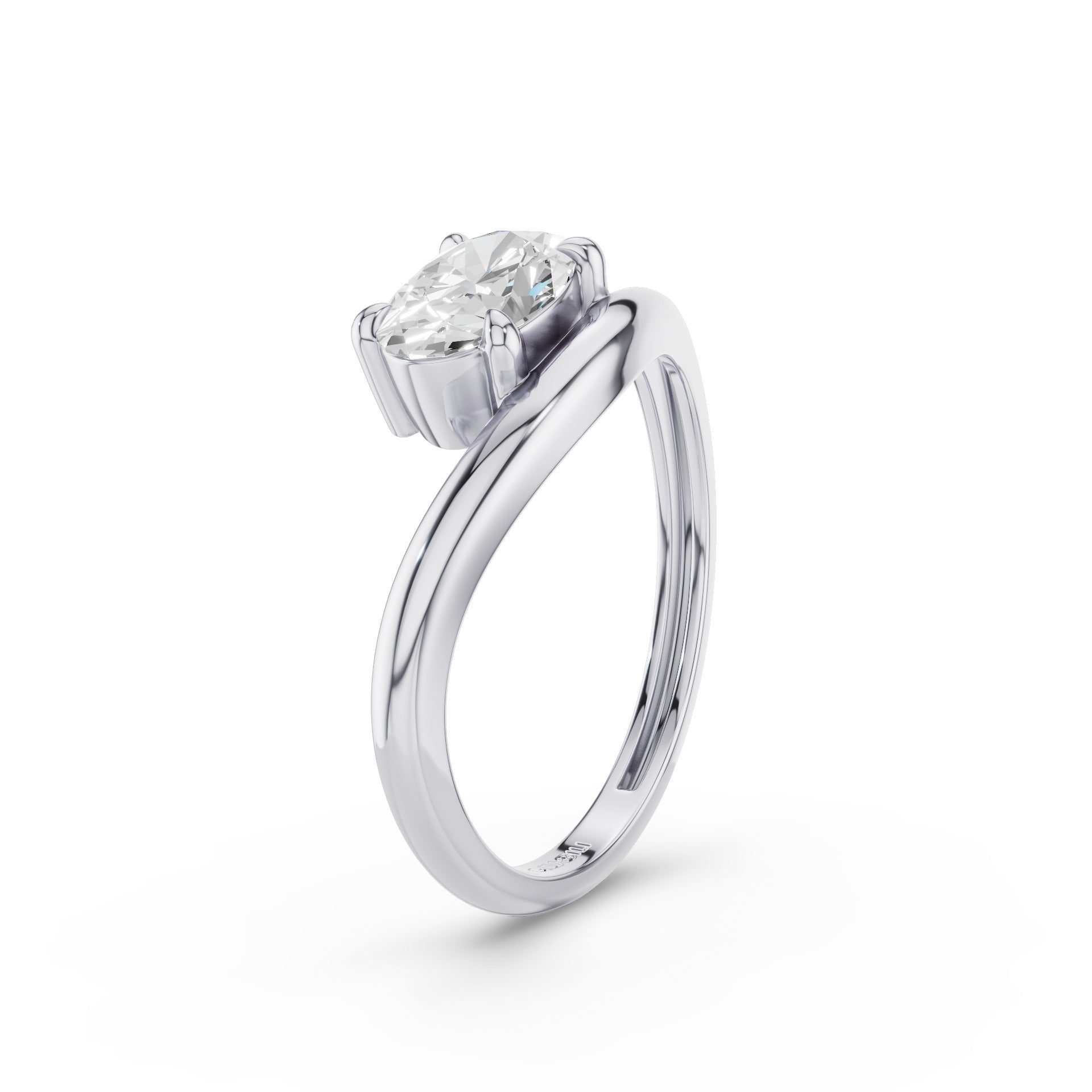 Oval Cut Lab Grown Dimoand Wavy Engagement Ring