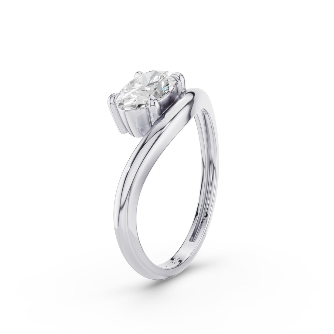Oval Cut Lab Grown Dimoand Wavy Engagement Ring