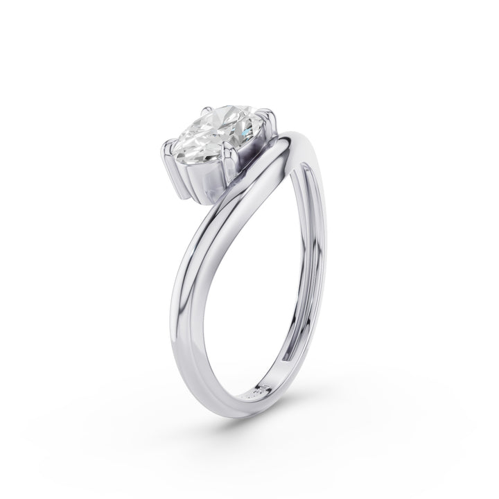 Oval Cut Lab Grown Dimoand Wavy Engagement Ring