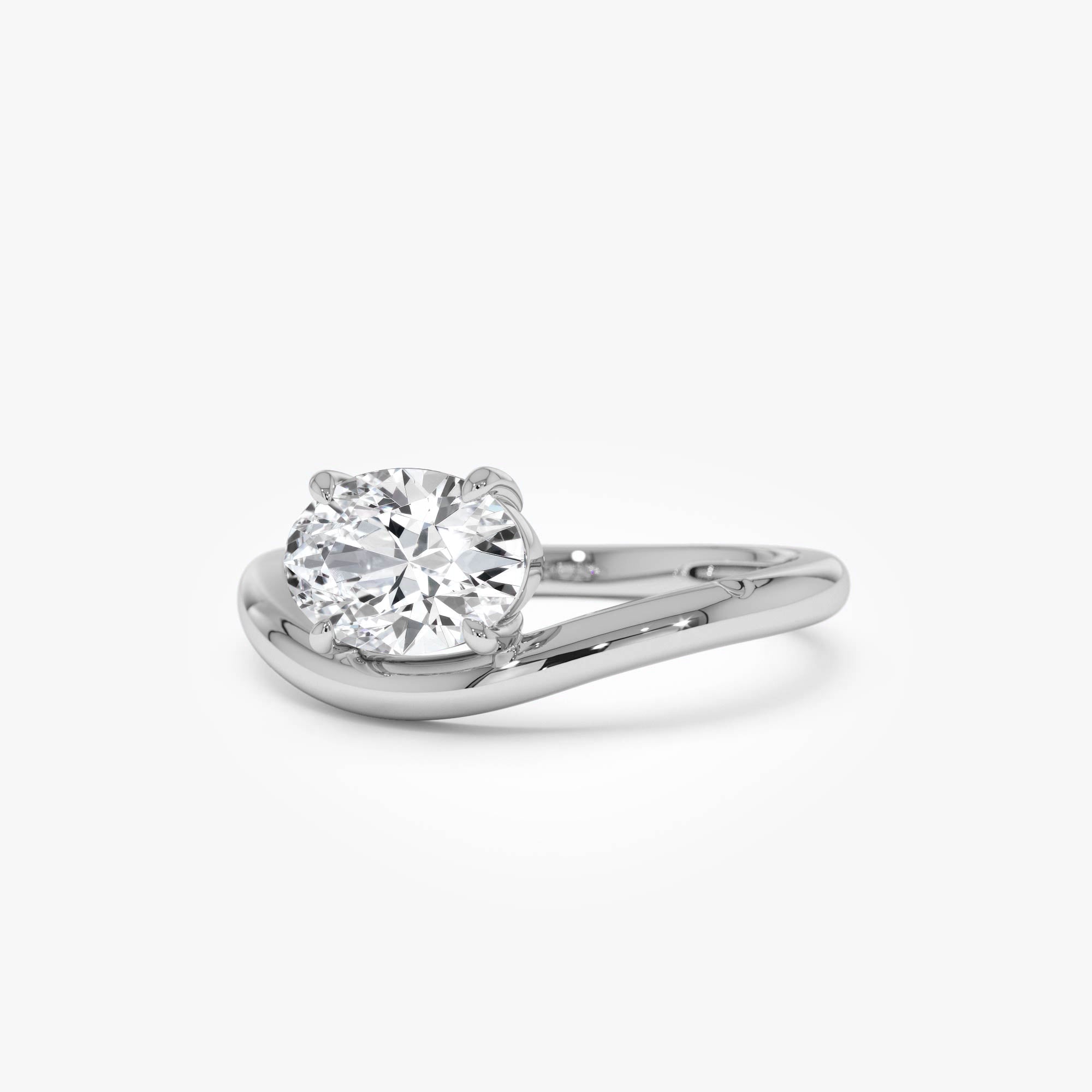 Oval Cut Lab Grown Dimoand Wavy Engagement Ring