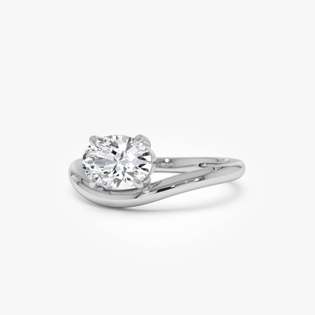 Oval Cut Lab Grown Dimoand Wavy Engagement Ring