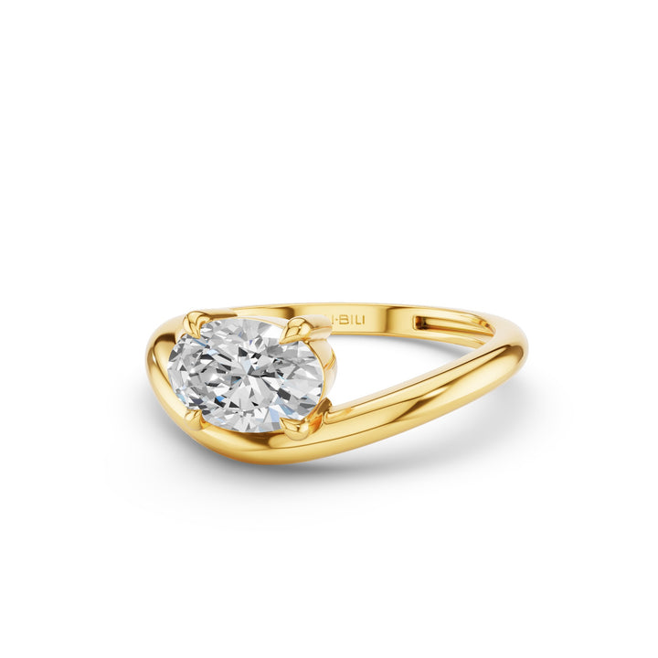 Oval Cut Lab Grown Dimoand Wavy Engagement Ring
