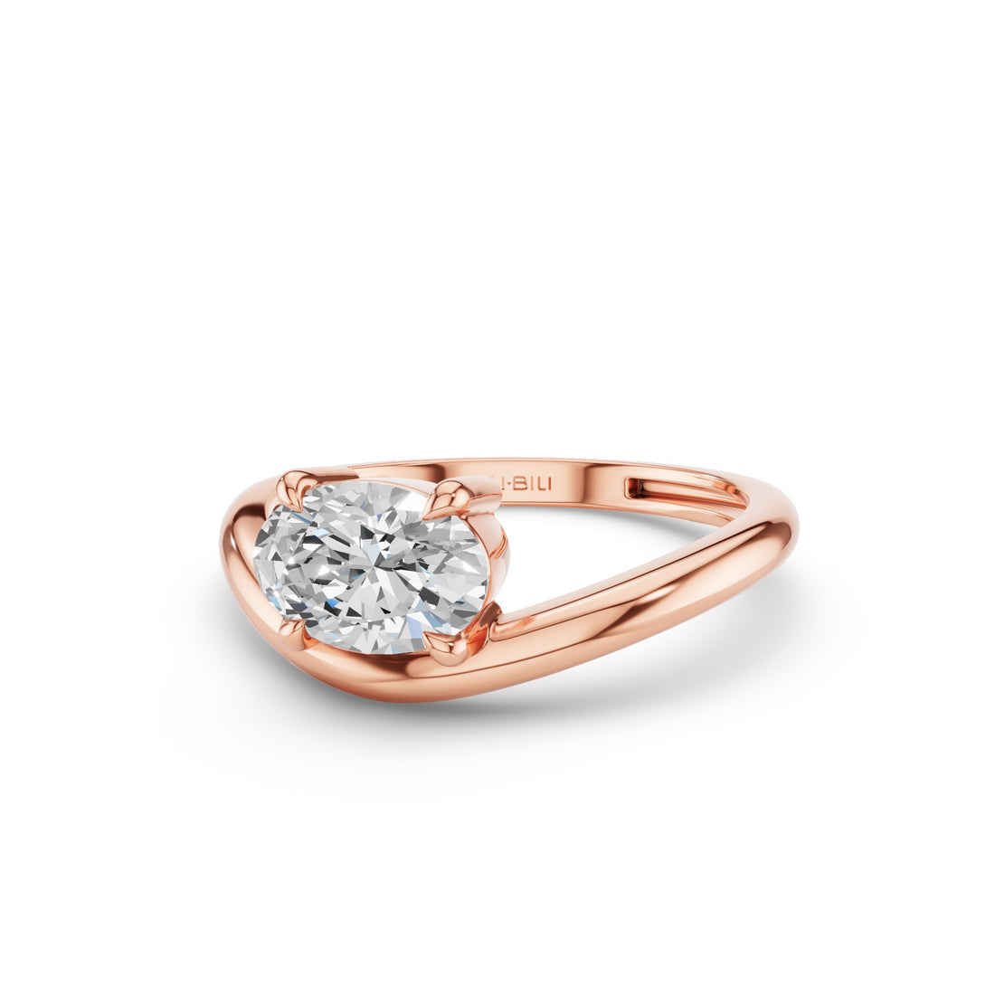 Oval Cut Lab Grown Dimoand Wavy Engagement Ring