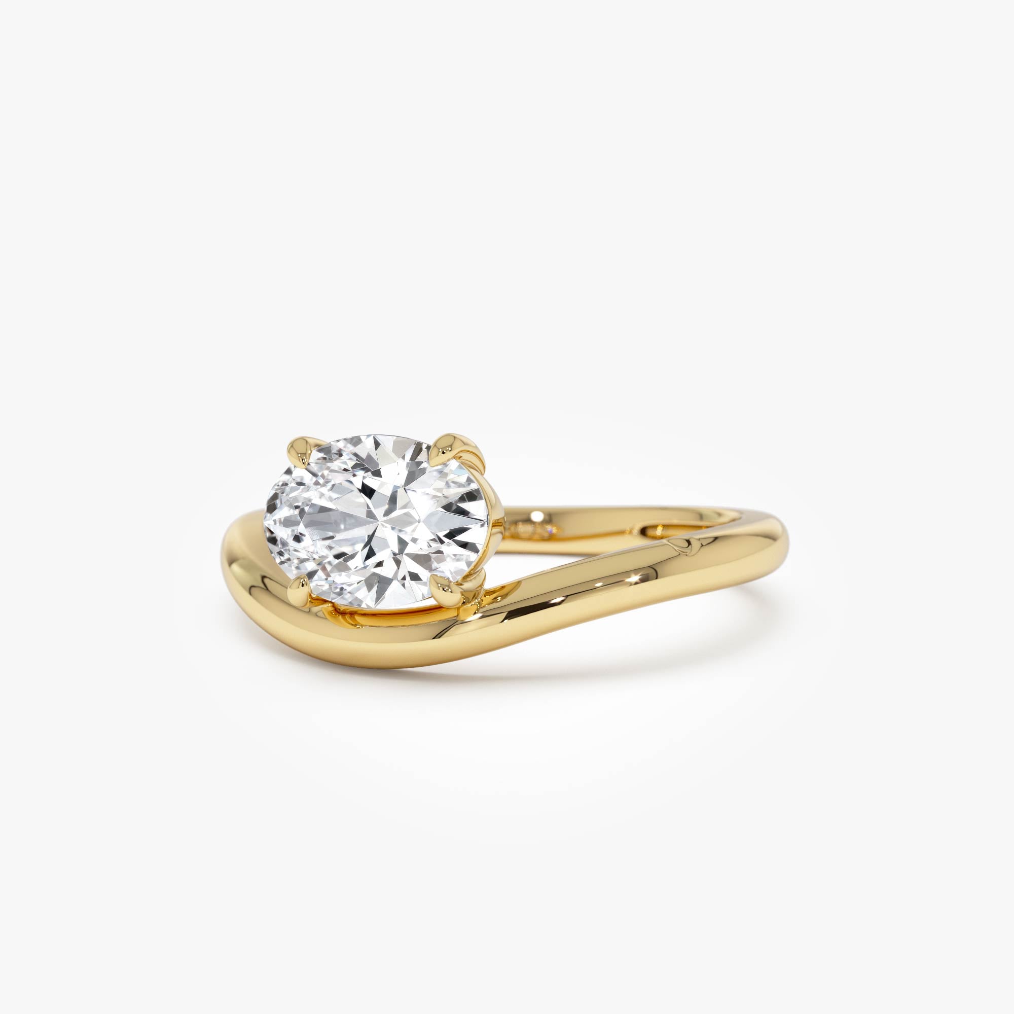 Oval Cut Lab Grown Dimoand Wavy Engagement Ring