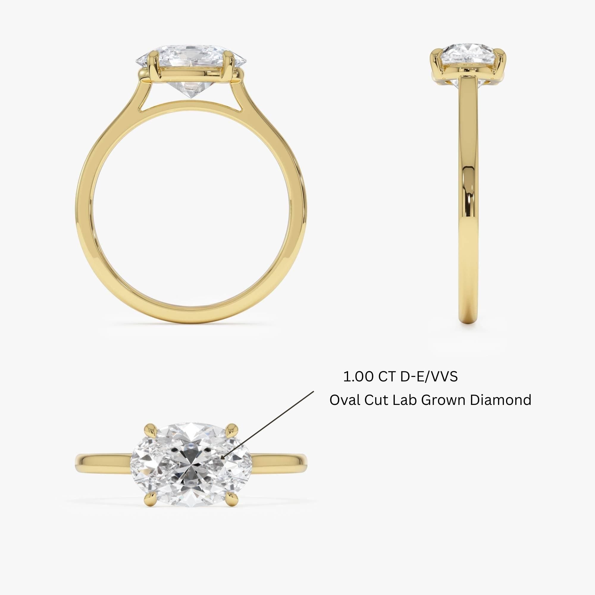 Oval Cut Lab Grown East West Set Diamond Ring