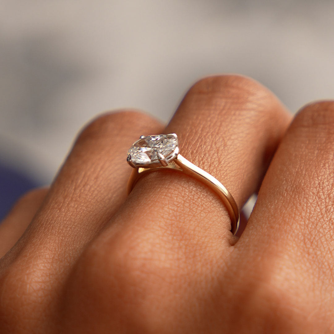 Oval Cut Lab Grown East West Set Diamond Ring