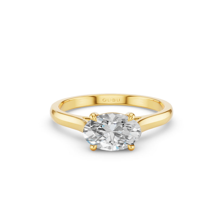 Oval Cut Lab Grown East West Set Diamond Ring