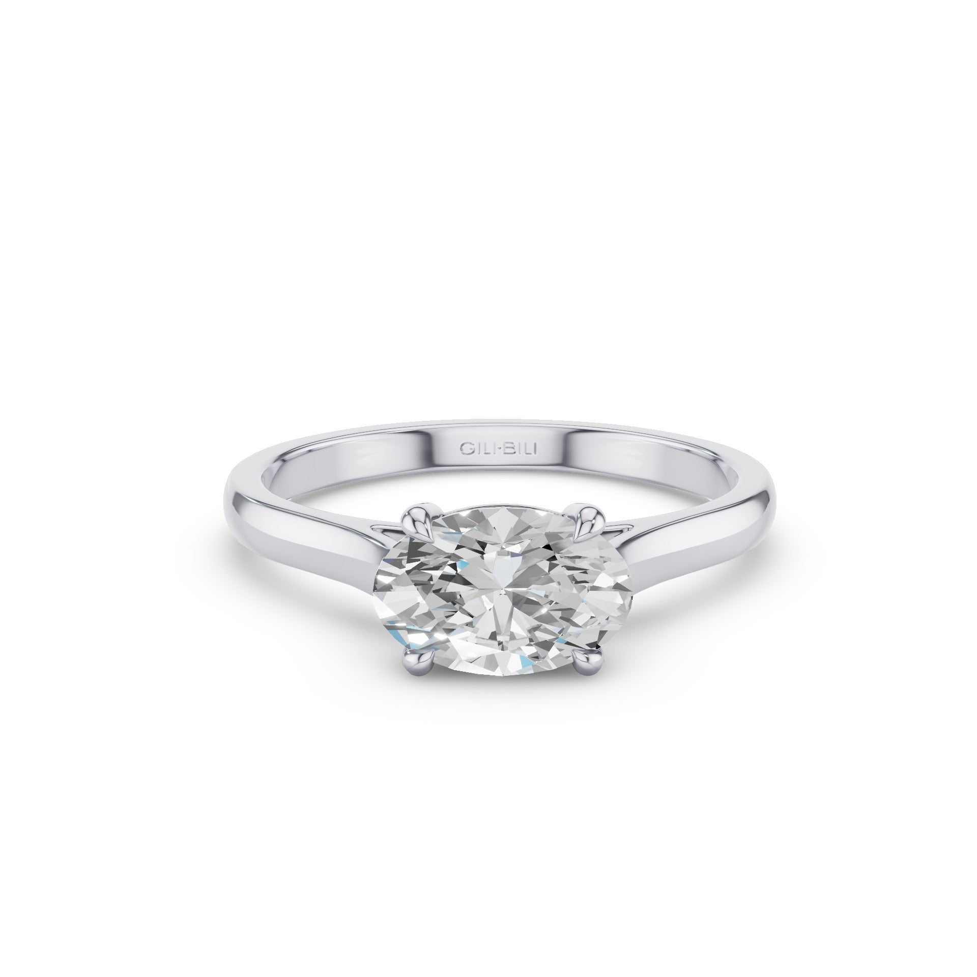 Oval Cut Lab Grown East West Set Diamond Ring