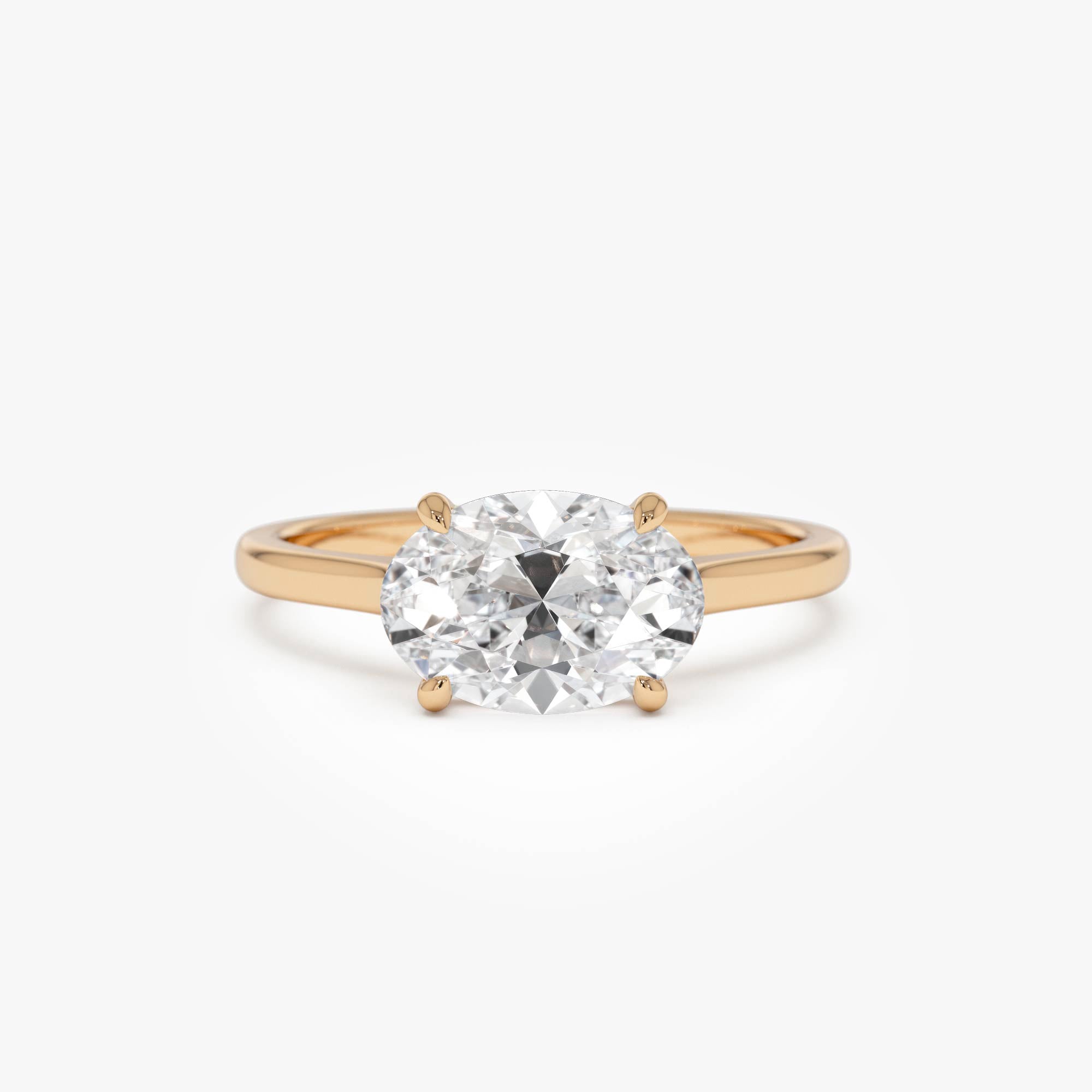 Oval Cut Lab Grown East West Set Diamond Ring