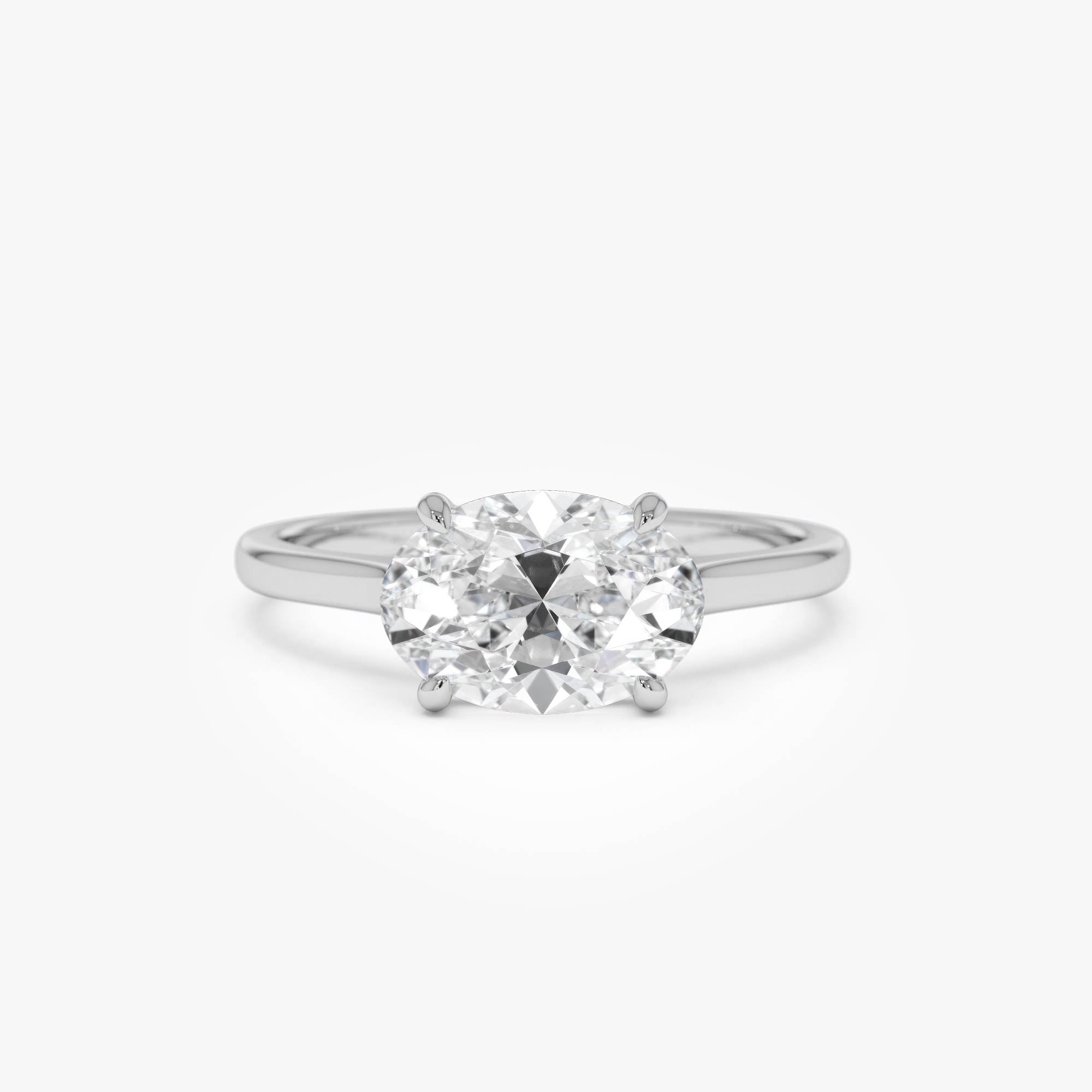 Oval Cut Lab Grown East West Set Diamond Ring