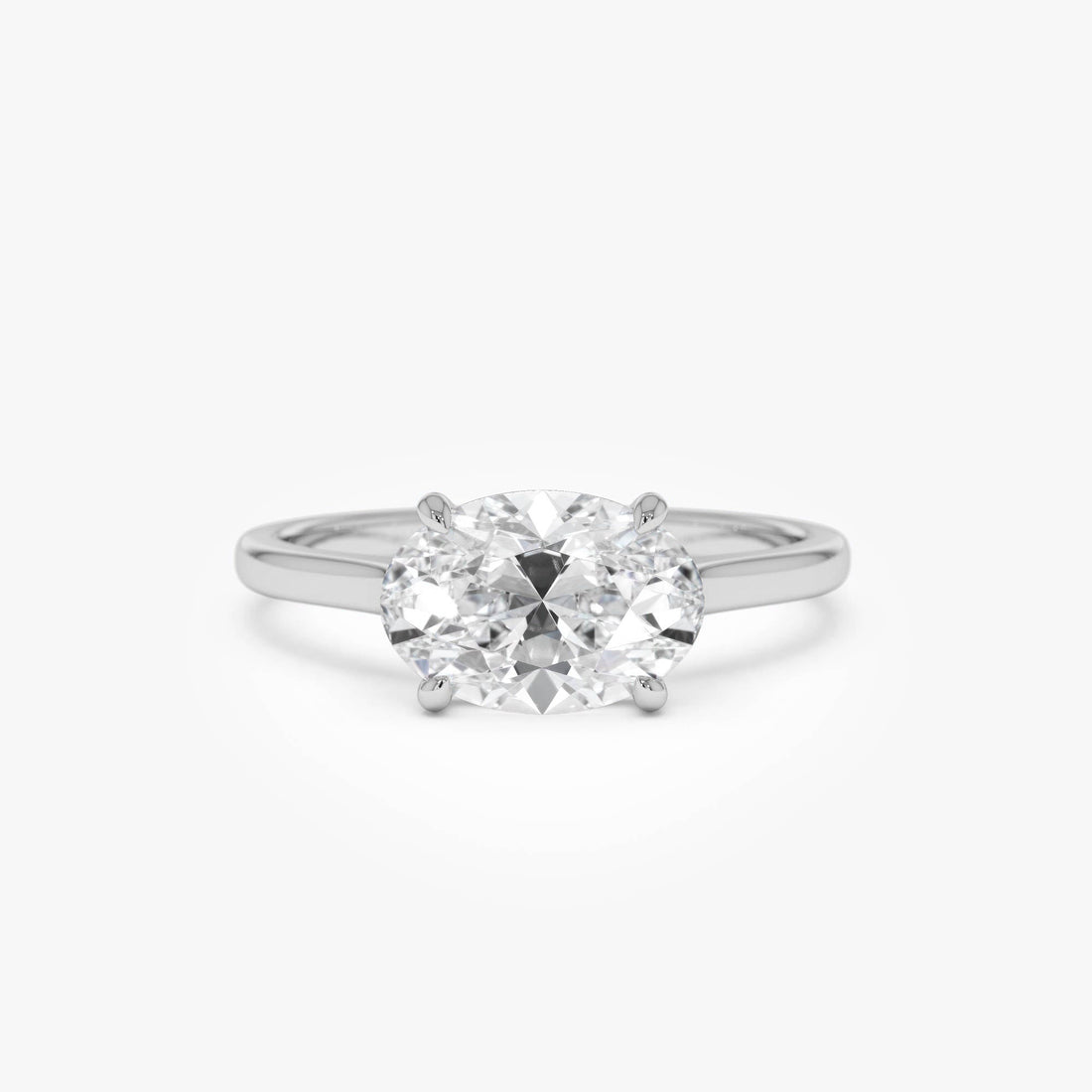 Oval Cut Lab Grown East West Set Diamond Ring