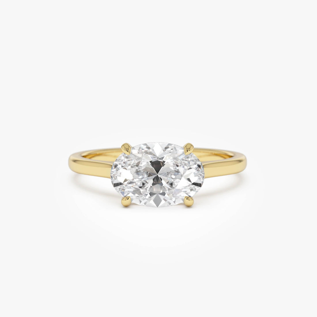 Oval Cut Lab Grown East West Set Diamond Ring