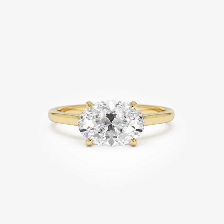 Oval Cut Lab Grown East West Set Diamond Ring