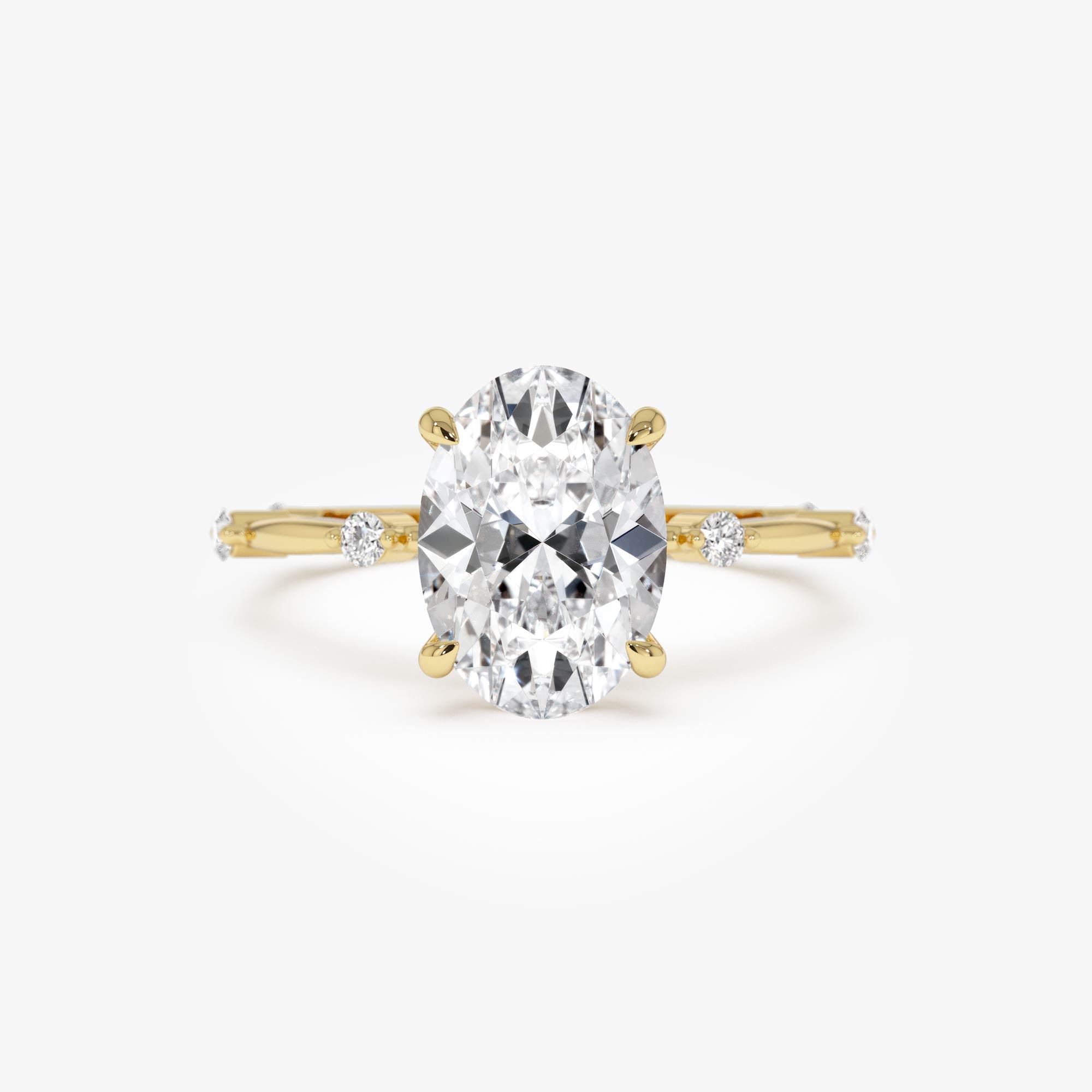 Oval Damond Engagement Ring With Accent Band