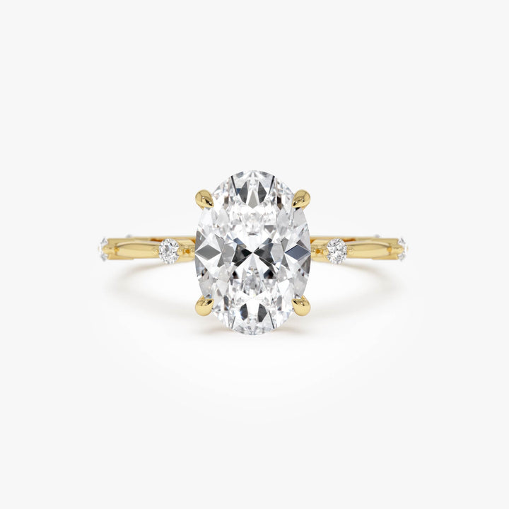 Oval Damond Engagement Ring With Accent Band