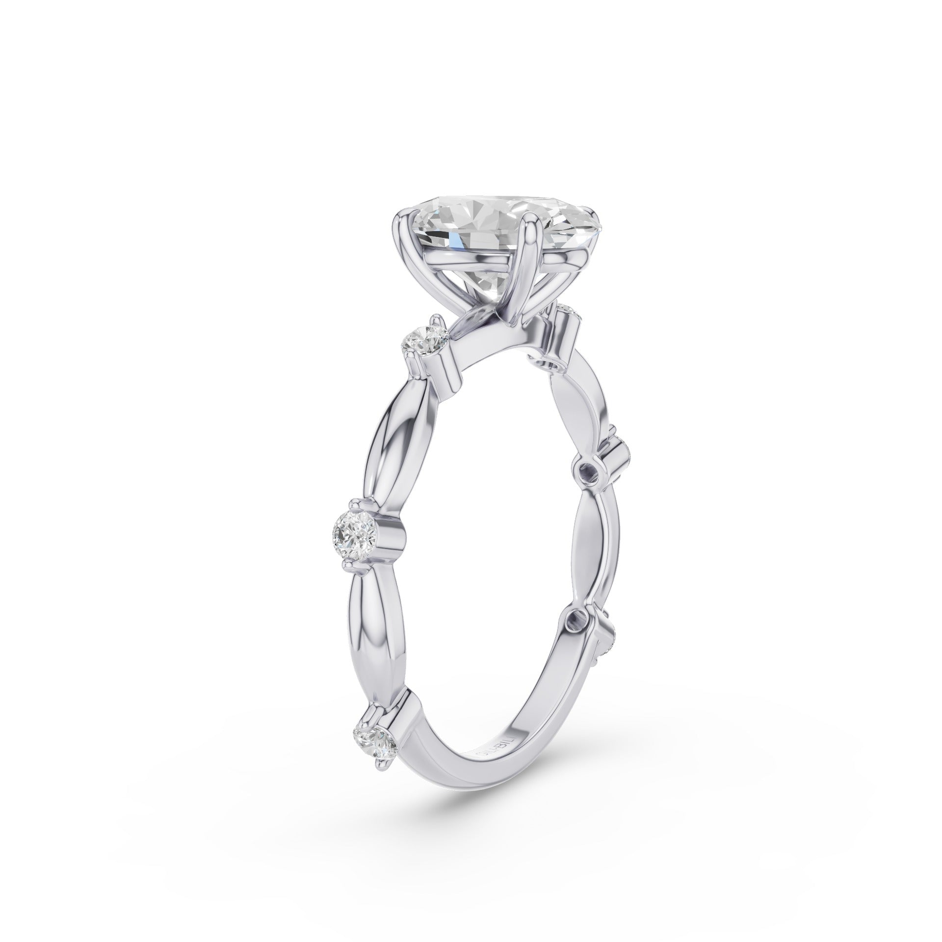 Oval Damond Engagement Ring With Accent Band