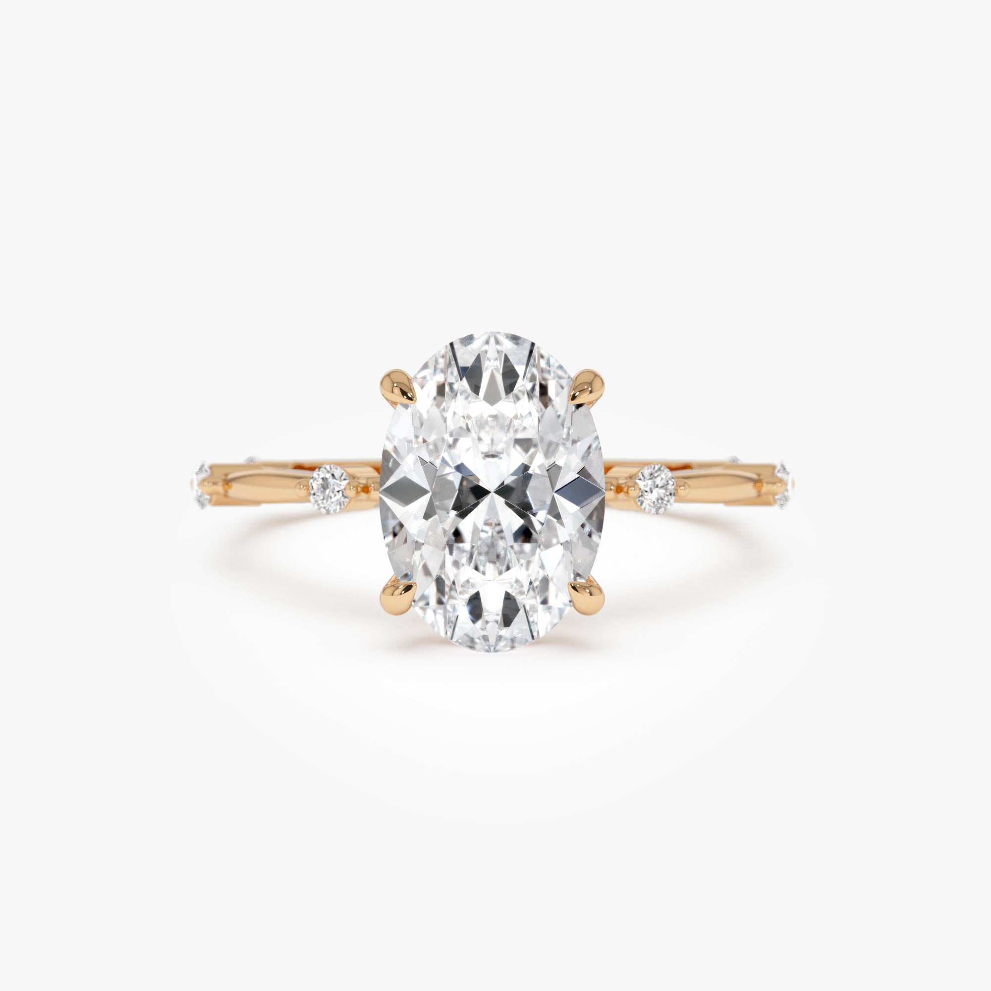 Oval Damond Engagement Ring With Accent Band