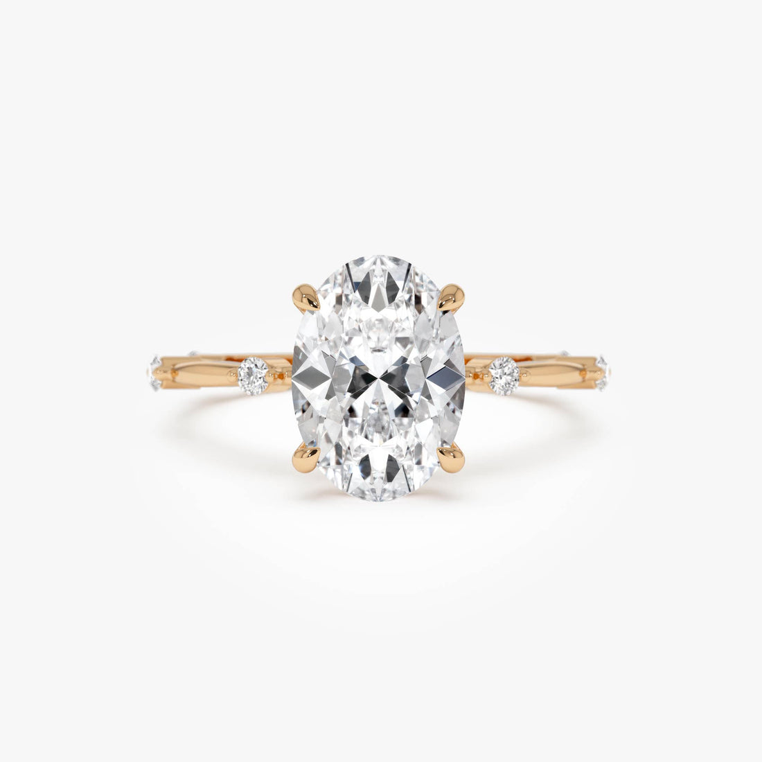 Oval Damond Engagement Ring With Accent Band
