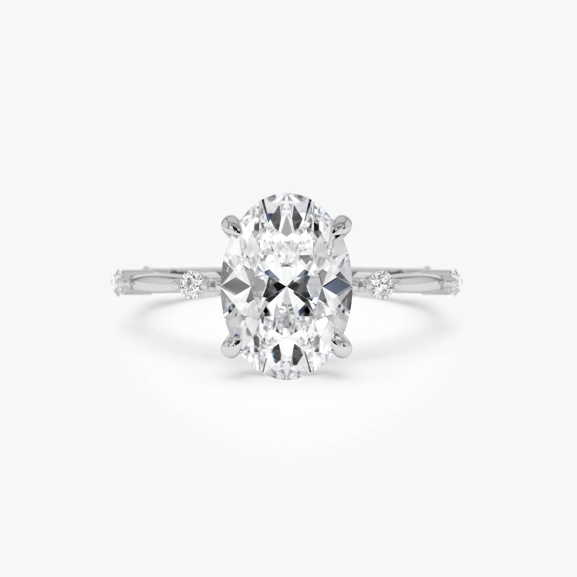 Oval Damond Engagement Ring With Accent Band