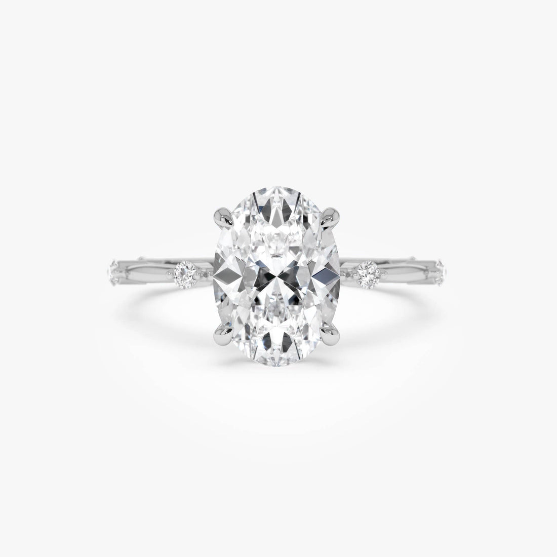 Oval Damond Engagement Ring With Accent Band