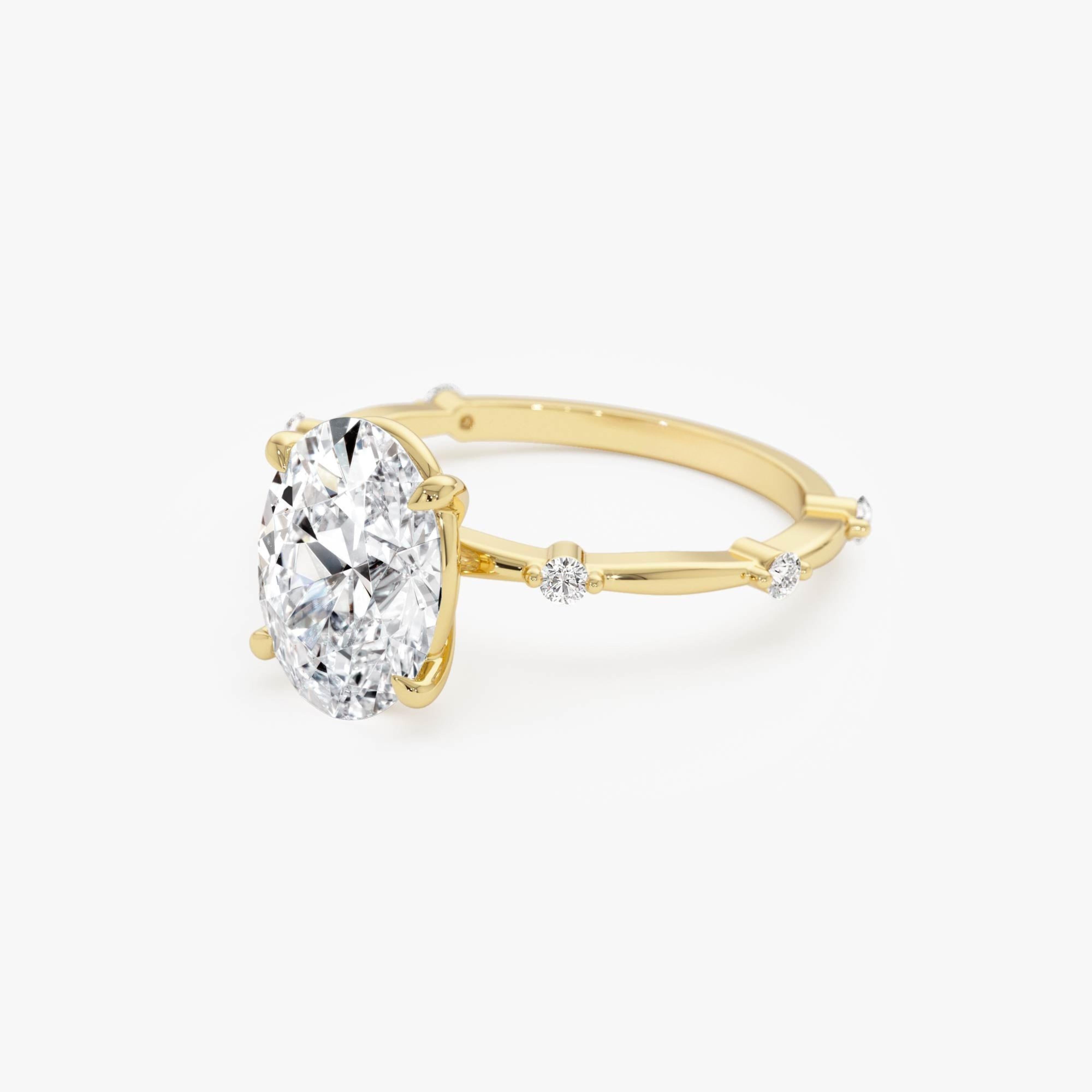 Oval Damond Engagement Ring With Accent Band
