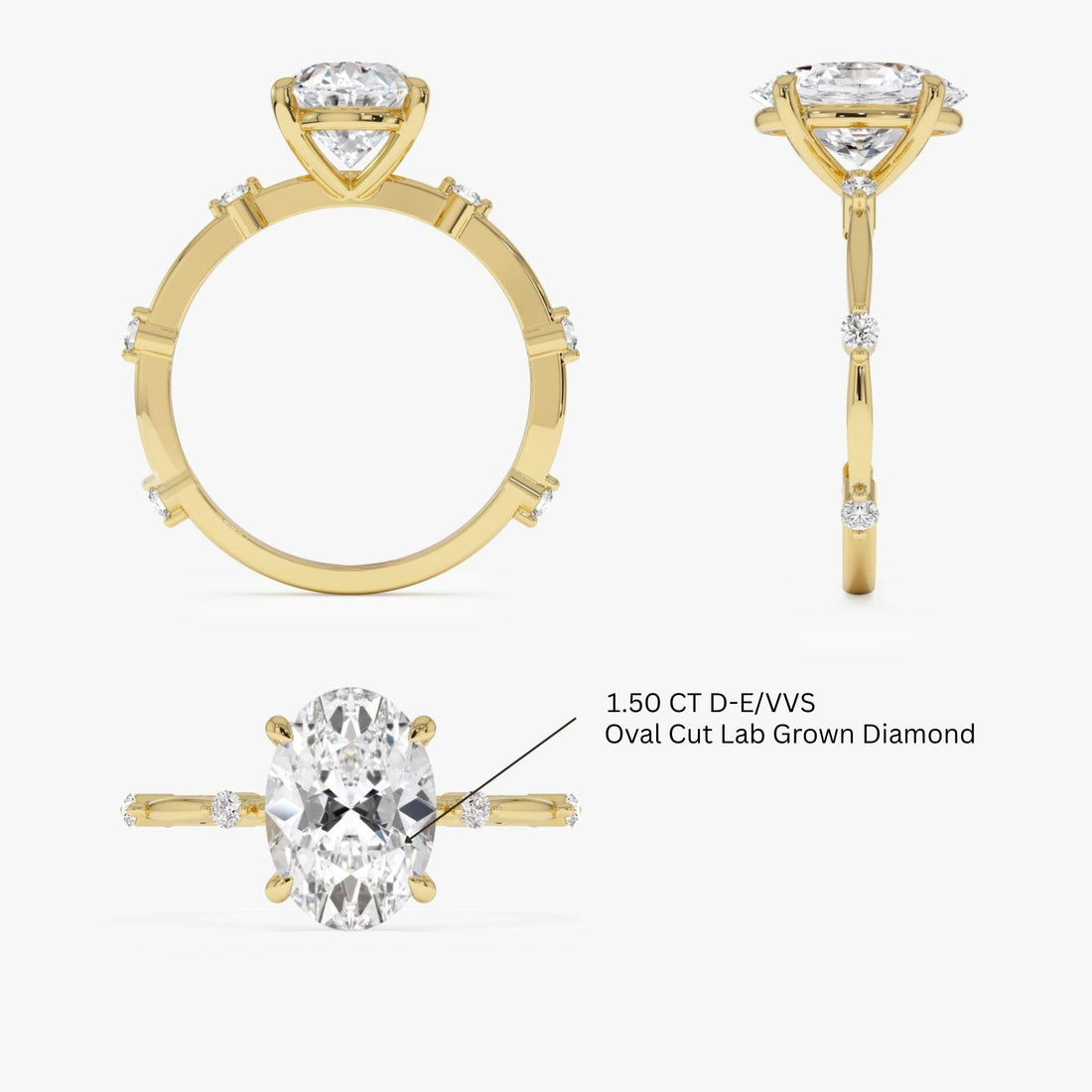 Oval Damond Engagement Ring With Accent Band