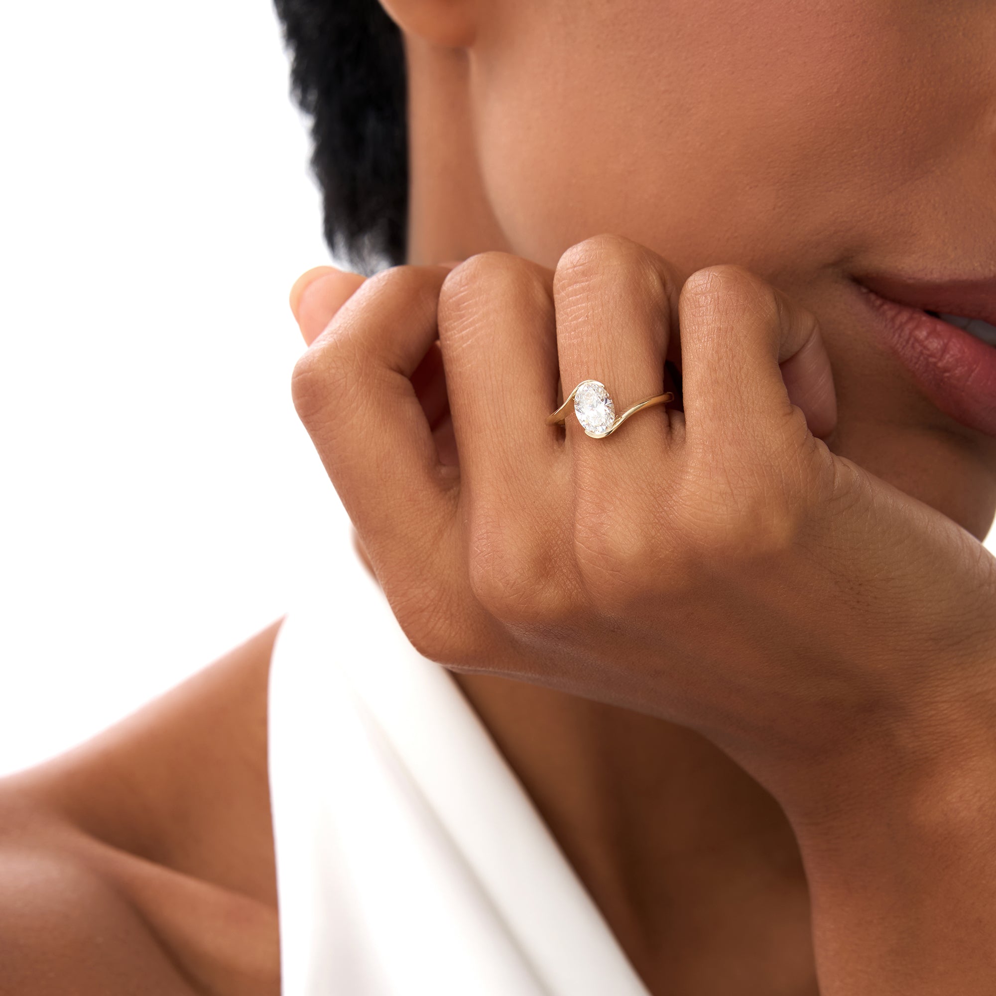 Oval Lab Diamond S Setting Engagement Ring