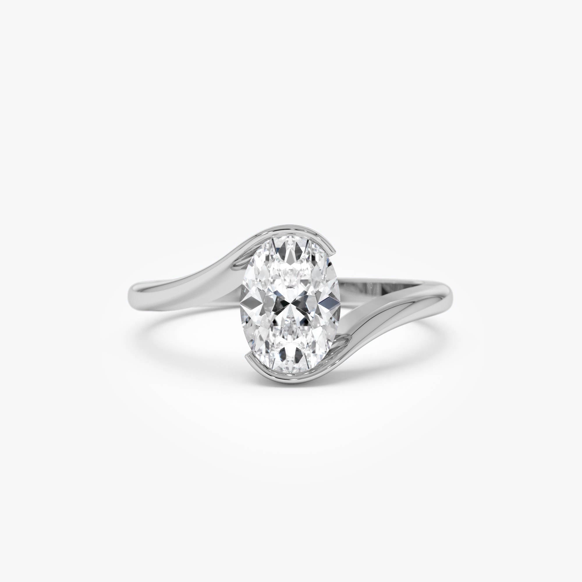Oval Lab Diamond S Setting Engagement Ring