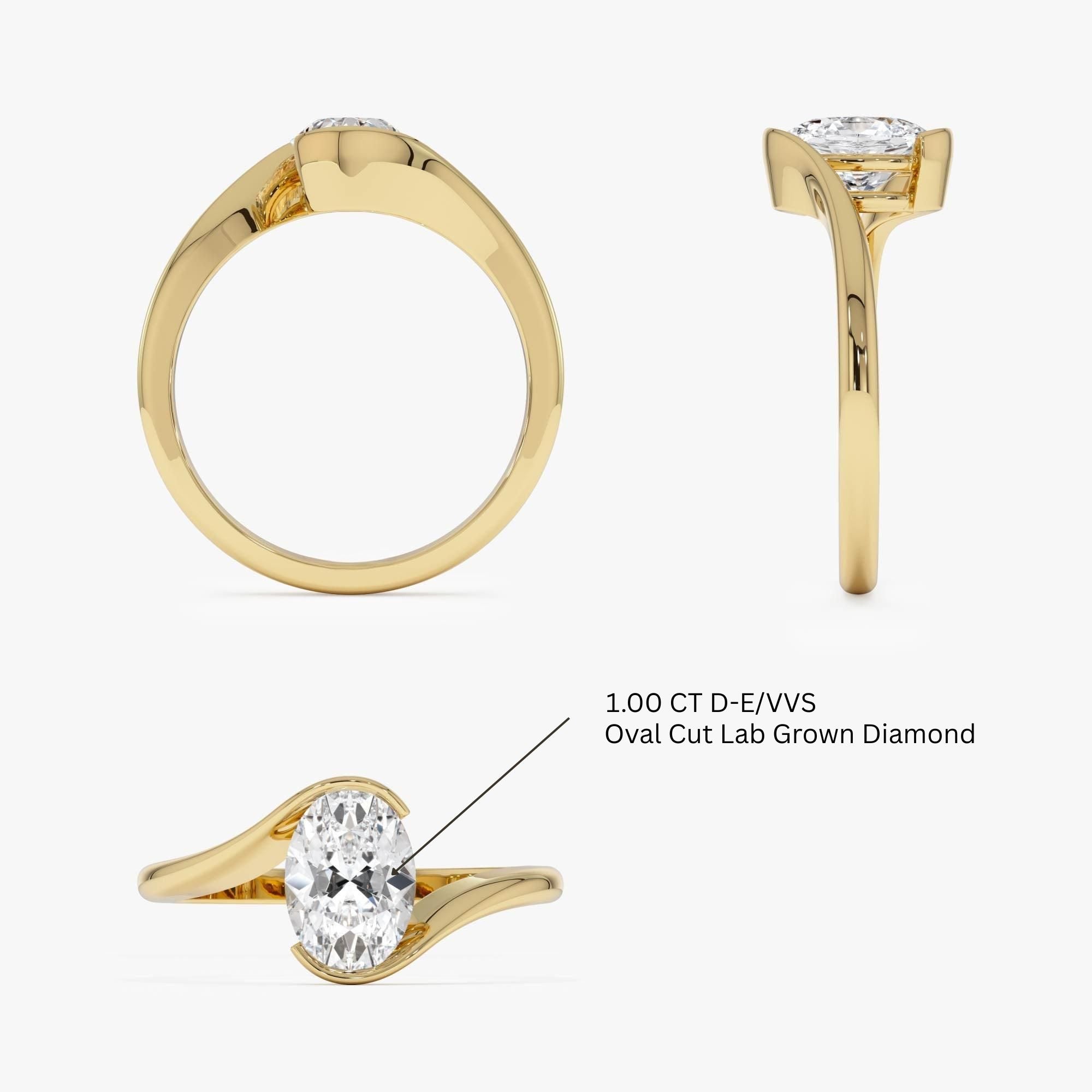 Oval Lab Diamond S Setting Engagement Ring