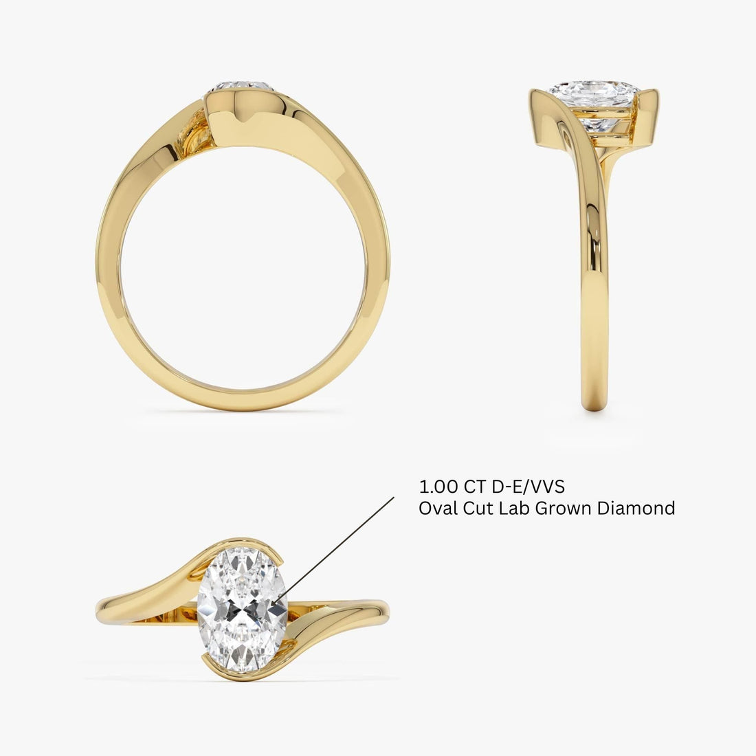 Oval Lab Diamond S Setting Engagement Ring