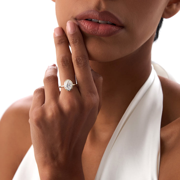 Oval Shape Lab Grown Diamond Claw Prong Engagement Ring