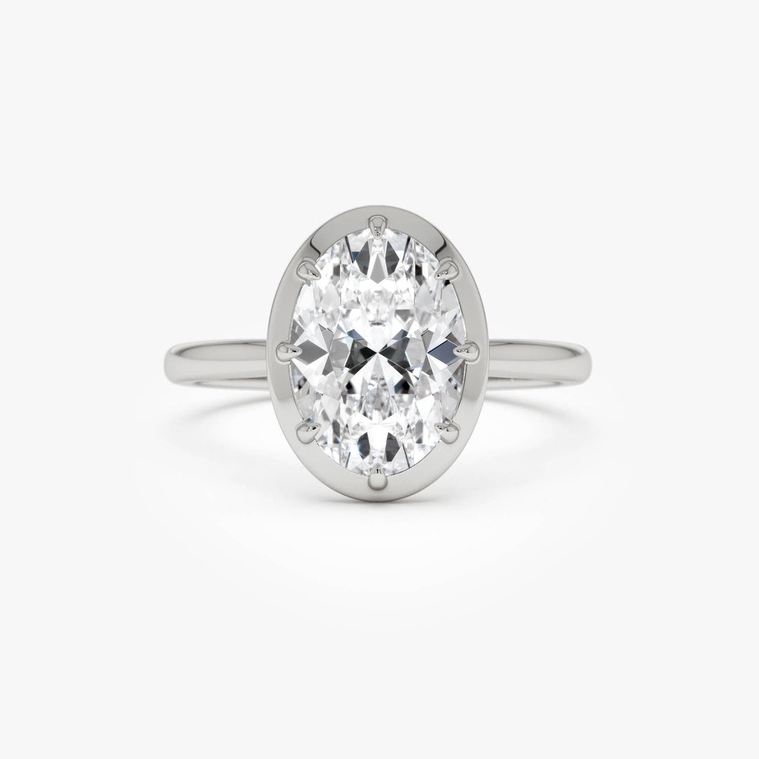 Oval Shape Lab Grown Diamond Claw Prong Engagement Ring