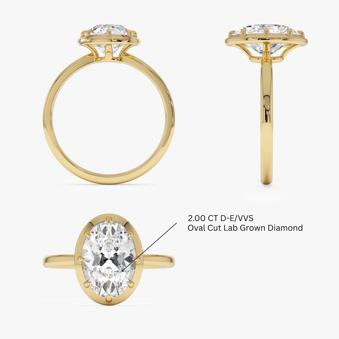 Oval Shape Lab Grown Diamond Claw Prong Engagement Ring