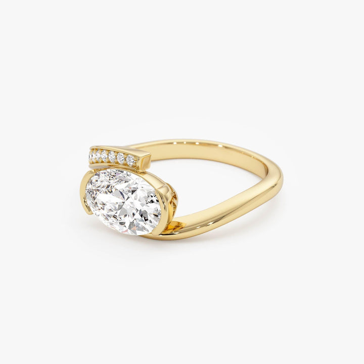 Oval Shaped Lab Grown Diamond Pave Setting with Hidden Halo