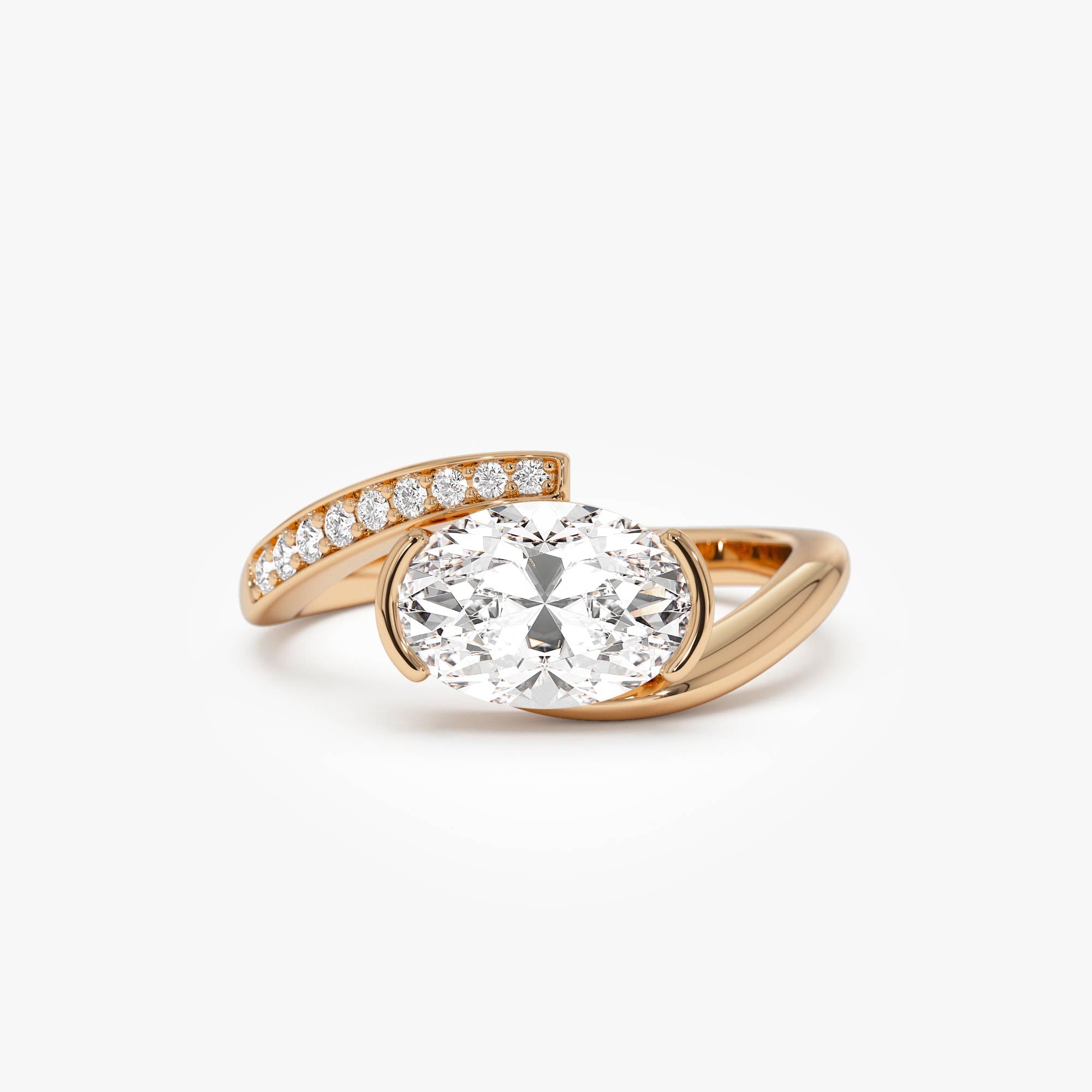 Oval Shaped Lab Grown Diamond Pave Setting with Hidden Halo