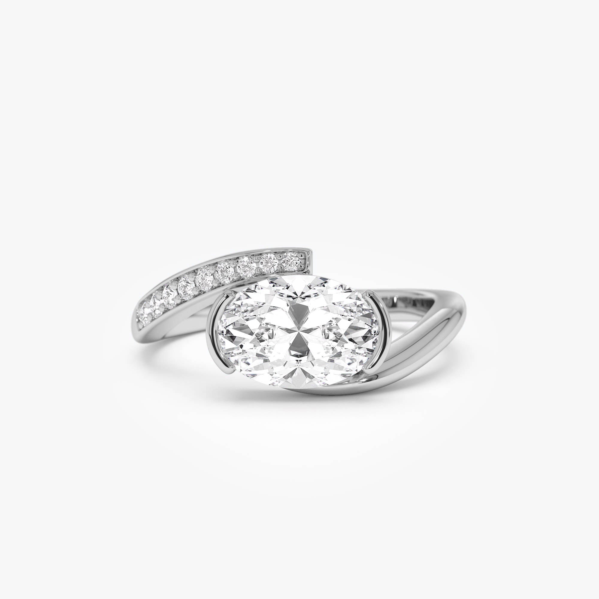 Oval Shaped Lab Grown Diamond Pave Setting with Hidden Halo